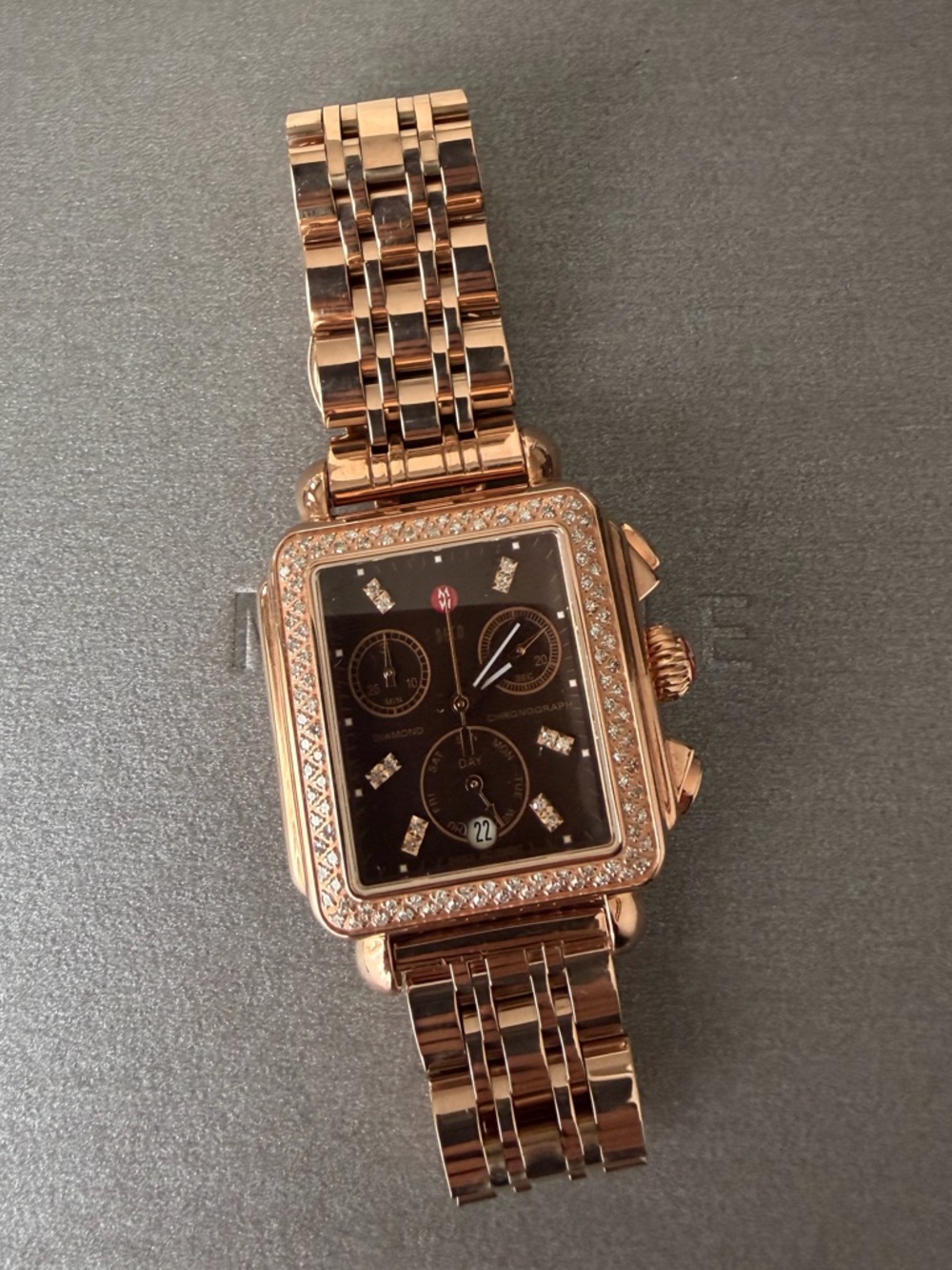 Michele Women's Watch 18K Rose Gold with Diamond Bezel